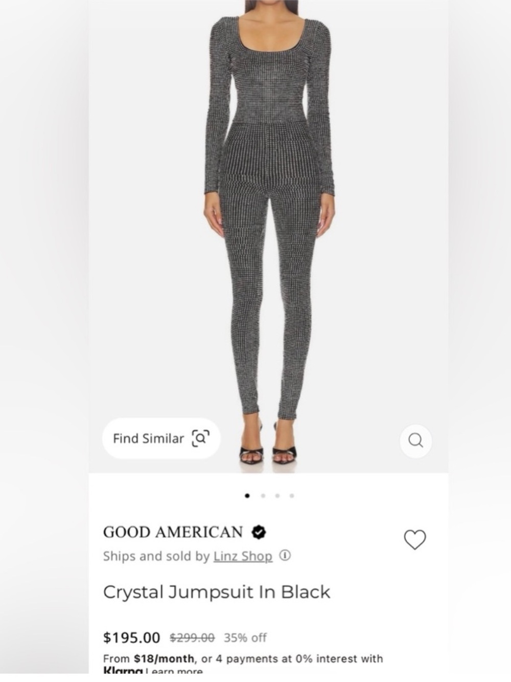 Good American Crystal Rhinestone Jumpsuit Black XL NWT Glam Party Evening - Picture 4 of 10